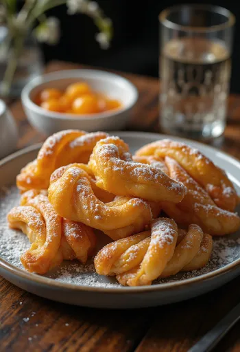 Klenäter pudrade med florsocker, serverade med sylt