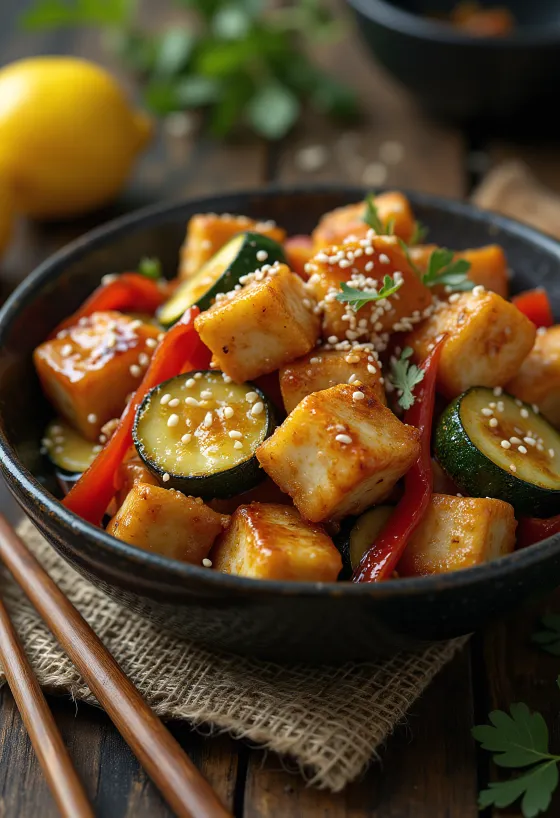 Vitlöksstekt tofu i wok
