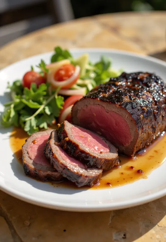 Serverad rökt BBQ-oxfilé
