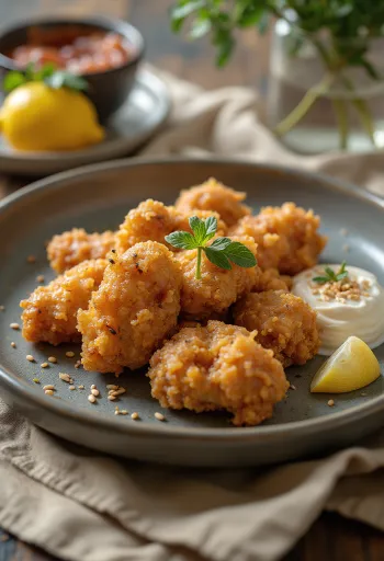 Karaage med japansk majonnäs och sesamfrön