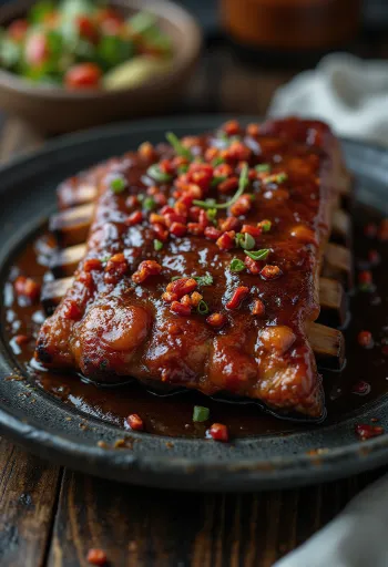 BBQ revbensspjäll serverade med het sås