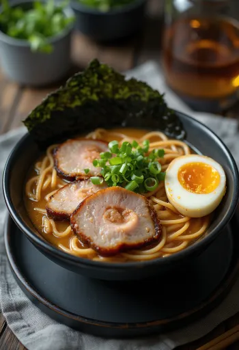 Chashu ramen japansk stil serverad