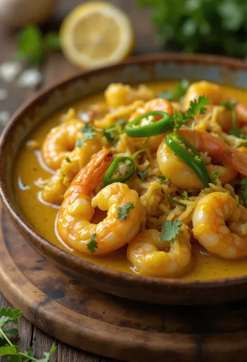 Daab Chingri, räkor serverade med kokosmjölk och koriander