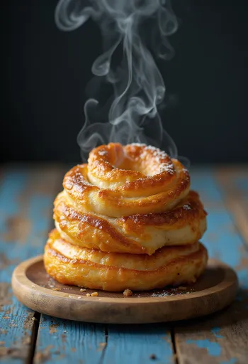 Kürtőskalács gräddad gyllenbrun, strösslad med kanelsocker