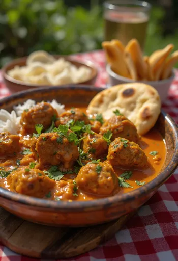 Lammcurry Balti, kryddig lammcurry serverad med koriander