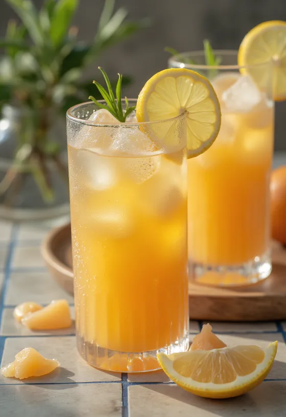 Melonlemonad i glas, dekorerad med myntablad