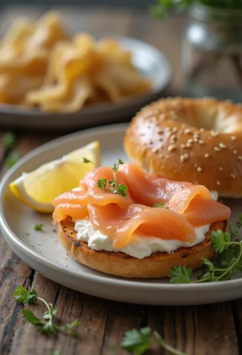 Bagel med rökt lax, färskost och dill