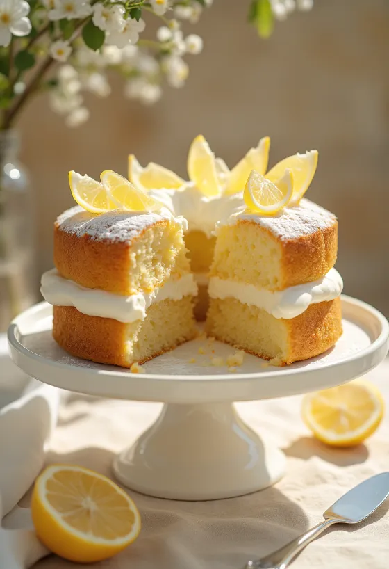 Citrontårta serverad