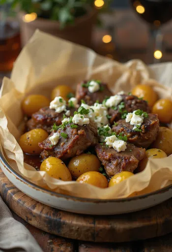 Lamm Kleftiko, grekiskt långkokt lammkött med grönsaker