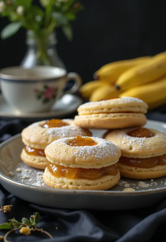 Citron- och bananlinzer serverad