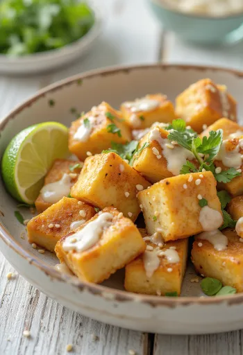 Kryddig tofu med lime och tahini