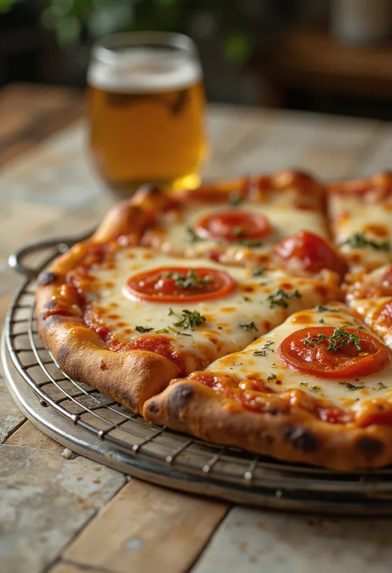 New York Style Pizza med tunn deg och stora slicear