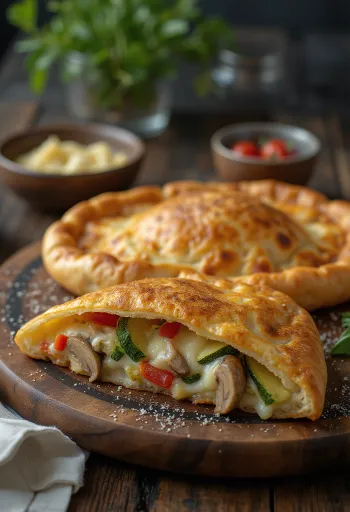 Vegetarisk calzone gräddad gyllenbrun
