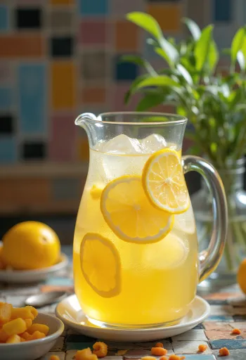 Yuja Hwachae koreansk citrusdryck serverad med isbitar och mynta