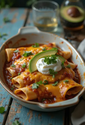 Enchilada med avokado, färskt serverad