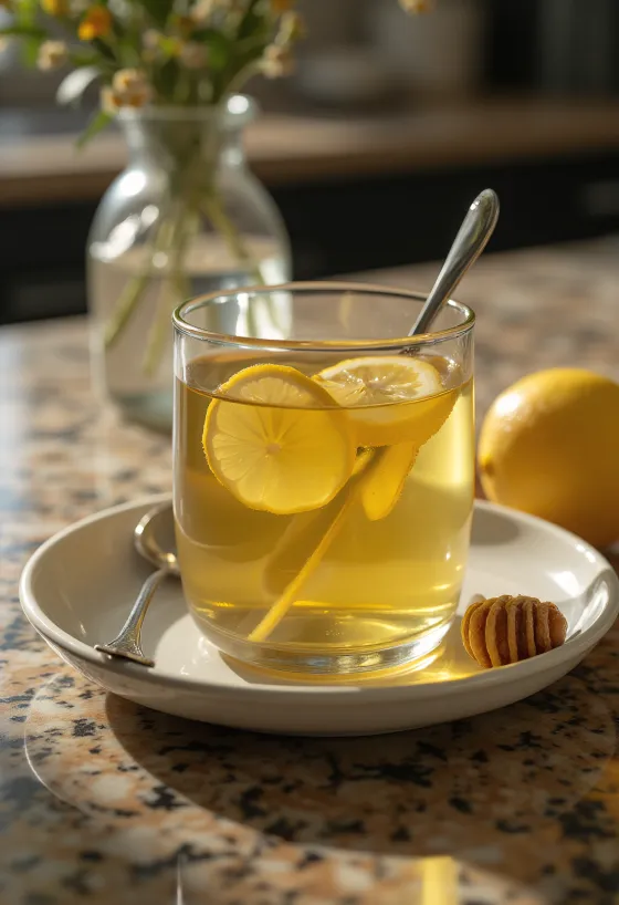 Varm dryck med ingefära och citron serverad i glas