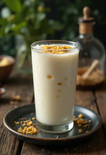 Bhang lassi, indisk uppfriskande dryck med yoghurt, banan och mynta