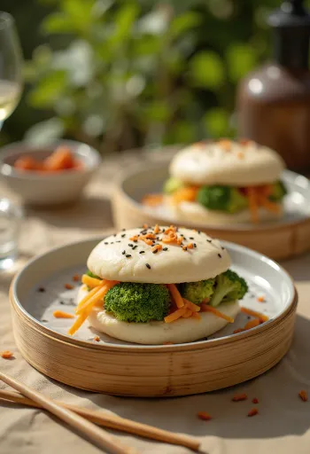 Broccoli bao bun serverad