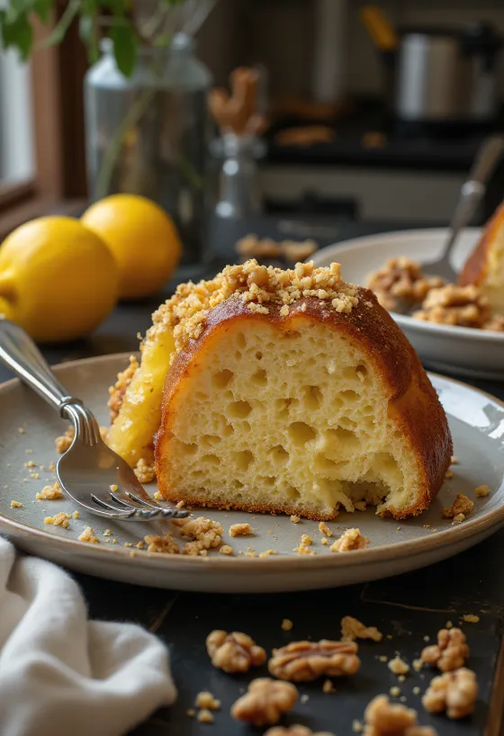 Citron- och valnötskuglof serverad