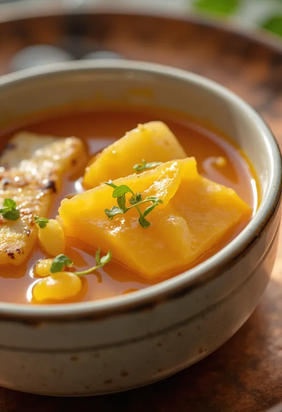 Sötsur sås med apelsin och lime serverad