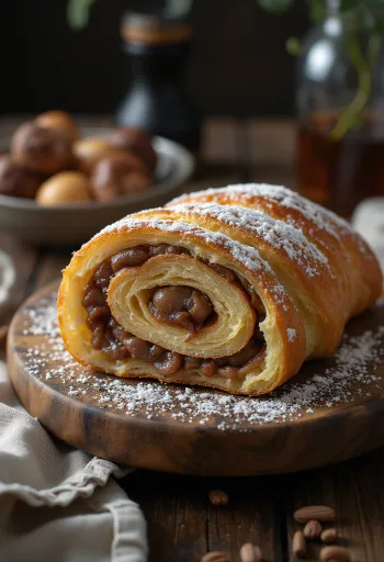 Kastanjerulle skuren i skivor, dekorerad