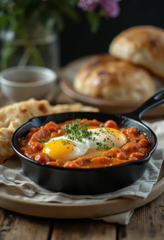 Aptitretande tomatsås serverad med ägg.
