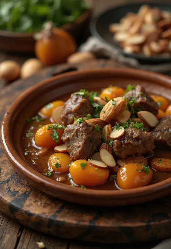 Lammtagine med aprikoser serverad med couscous