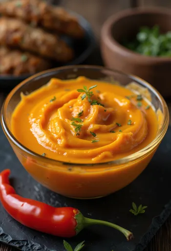 Krämig paprikasås serverad