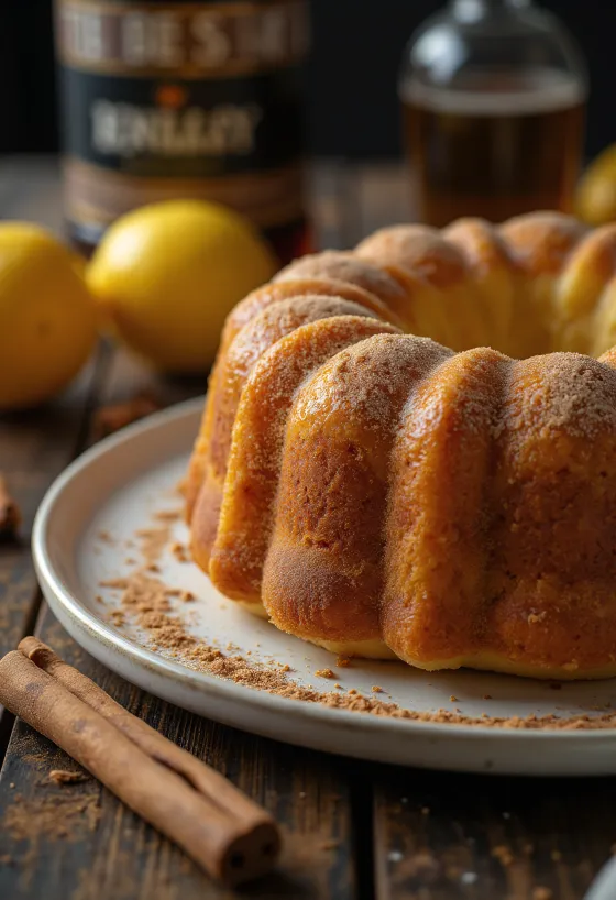Citron- och kanelsockerkaka serverad