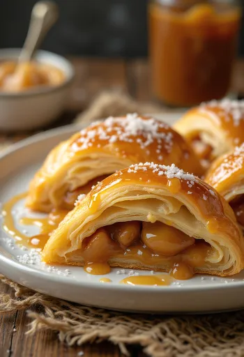 Strudel med saltkaramell serverad