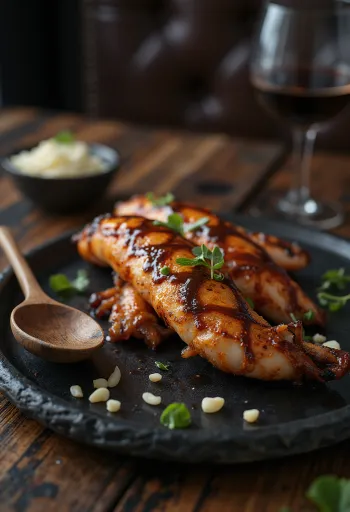 BBQ-grillad bläckfisk serverad