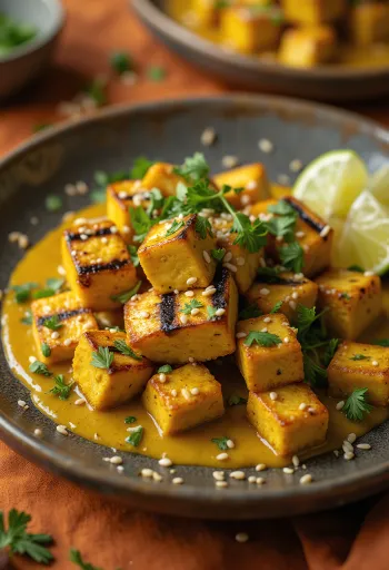 Grillad tofu med currytahini