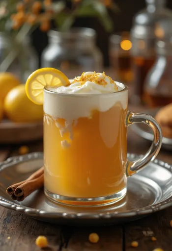 Cider med lindblommor serverad i glas