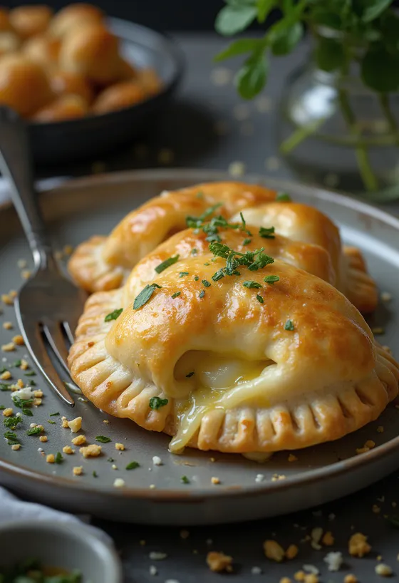 Empanadas med mozzarella och vitlök serverad