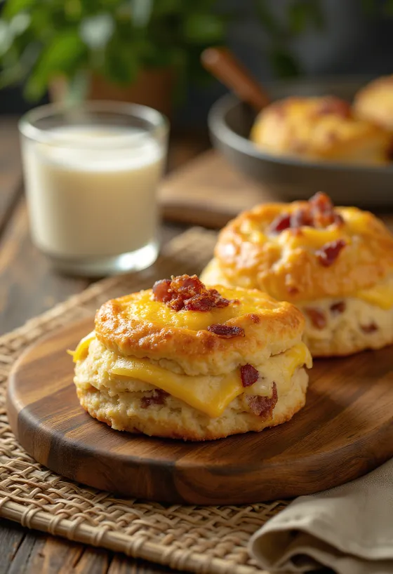 Bacon- och ostfrallor serverade