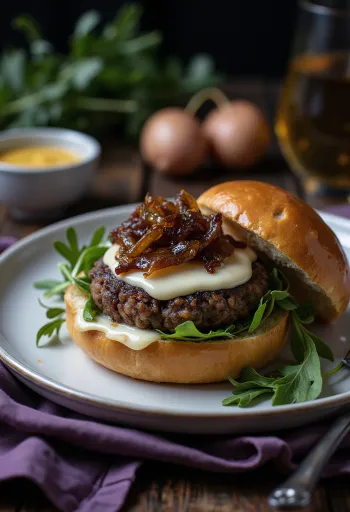 Nylagad fransk hamburgare med brieost och dijonsenap