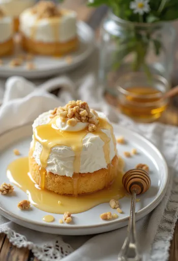 Tårta med grekisk yoghurt i elegant servering