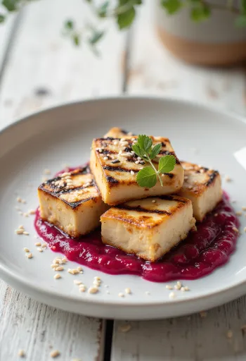 Grillad tofu med rödbetssås