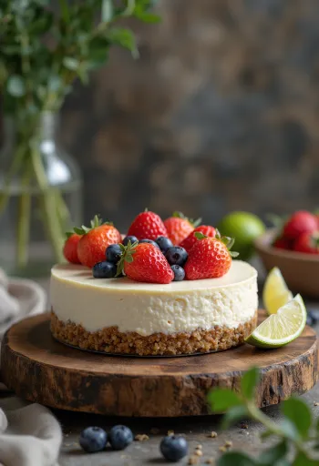 Vegansk cheesecake serverad