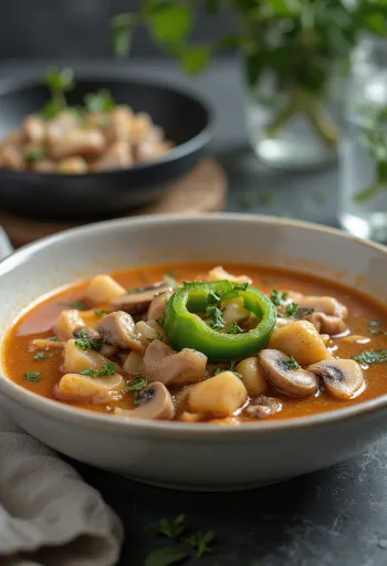 Bakonyi betyársoppa serverad med rikligt med grönsaker och rökt kött