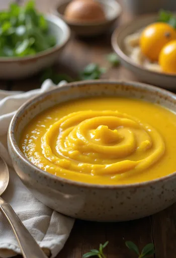 Fruktig currysås serverad