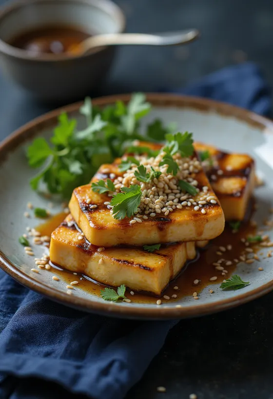 Grillad tofu med ingefärsdressing