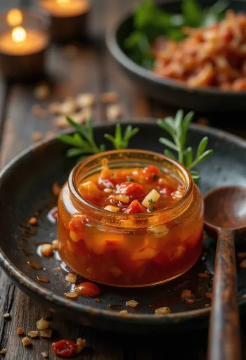 Söt chilisås serverad