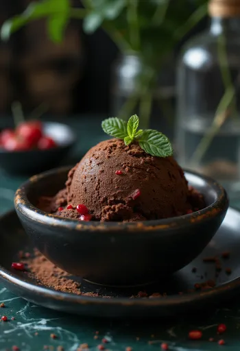 Chili- och chokladsorbet hemmagjord kryddig dessert