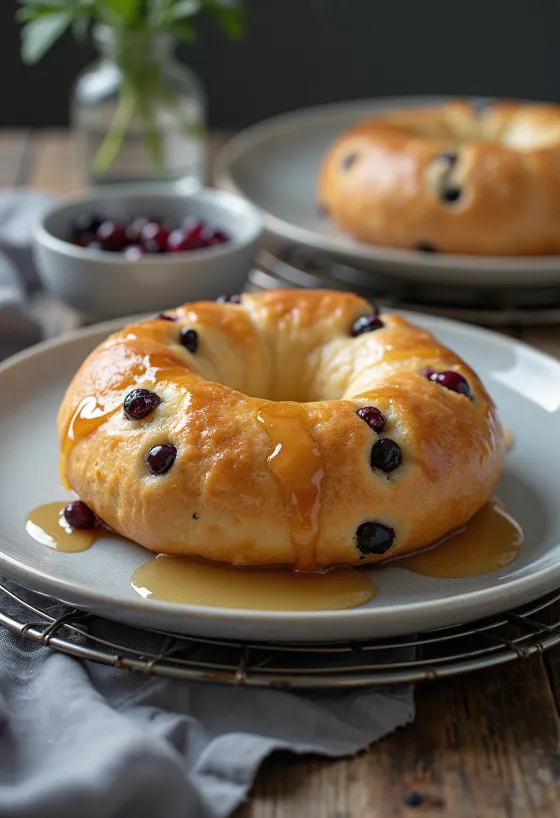 Serverad bagel med svarta vinbär