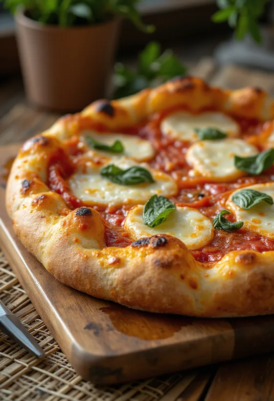 Pizza al Taglio med tjock deg och mozzarellaost