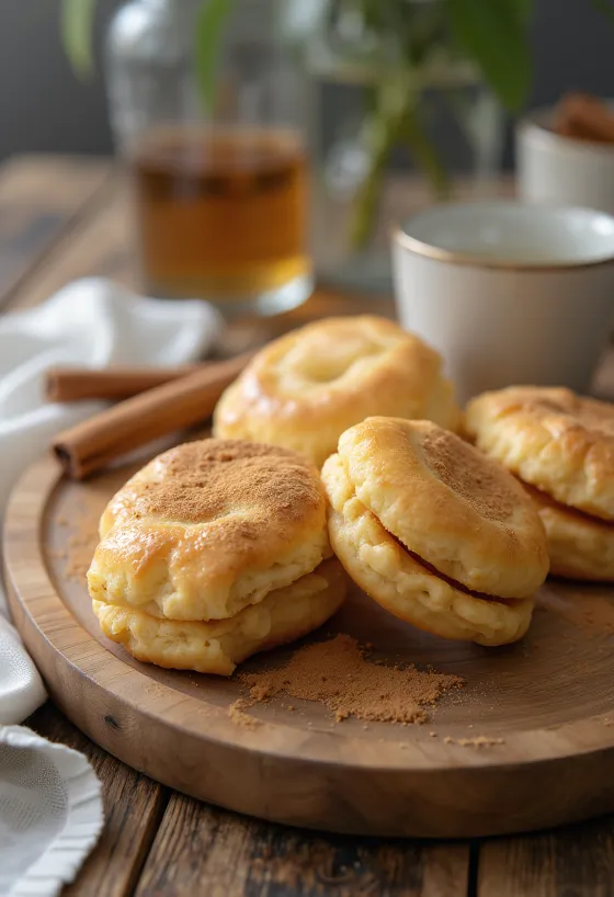 Linzer med kvarg och kanel serverade på fat