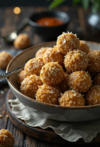 Havrebollar med kokos serverade