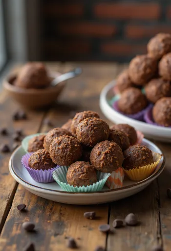 Brigadeiro med mjölk, chokladrullade bollar, fräscht och lockande utseende