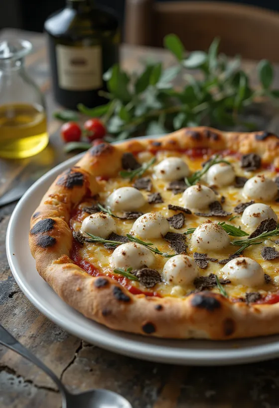 Pizza al Tartufo med tryffel och italienska ostar